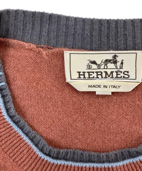 HERMES（エルメス）HERMES (エルメス) H刺繍カシミヤニット ブラウン サイズ:Mの古着・服飾アイテム