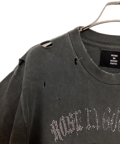ROSE IN GOOD FAITH（ローズイングッドフェイス）ROSE IN GOOD FAITH (ローズイングッドフェイス) ダメージ加工Tシャツ グレー サイズ:XSの古着・服飾アイテム