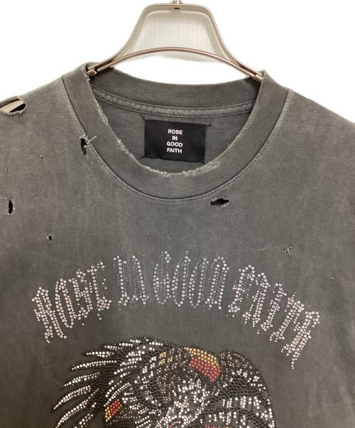 ROSE IN GOOD FAITH（ローズイングッドフェイス）ROSE IN GOOD FAITH (ローズイングッドフェイス) ダメージ加工Tシャツ グレー サイズ:XSの古着・服飾アイテム