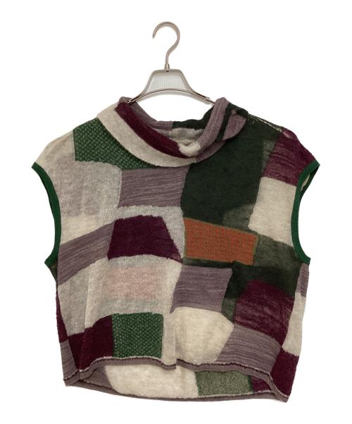 FUGA FUGA（フーガフーガ）FUGA FUGA (フーガフーガ) インターシャベスト パープル×グリーン サイズ:Freeの古着・服飾アイテム