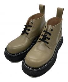 BOTTEGA VENETA（ボッテガベネタ）の古着「アンクルレースアップブーツ」｜ベージュ