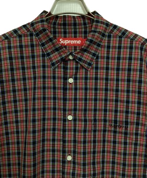 SUPREME（シュプリーム）Supreme (シュプリーム) Loose Fit Mini Plaid S/S Shirt レッド×ブラック サイズ:Lの古着・服飾アイテム