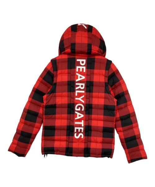 PEARLY GATES（パーリーゲイツ）PEARLY GATES (パーリーゲイツ) 4WAYチェック柄ダウンジャケット レッド×ブラック サイズ:6の古着・服飾アイテム
