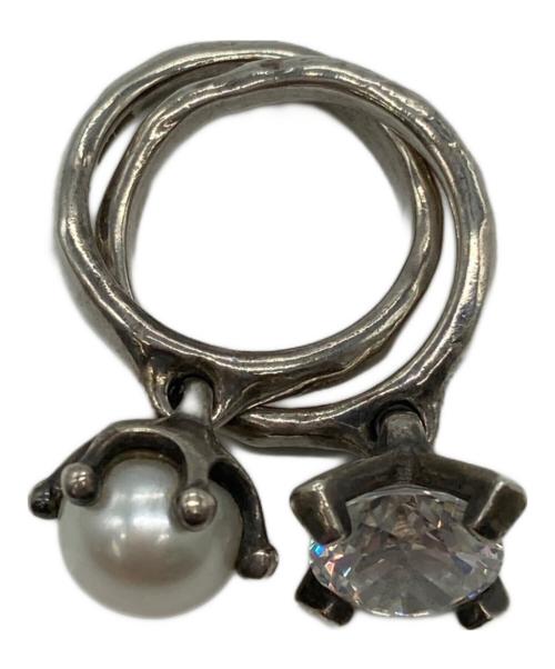 e.m.（イーエム）e.m. (イーエム) パールジルコニア 2連リング サイズ:表記無しの古着・服飾アイテム