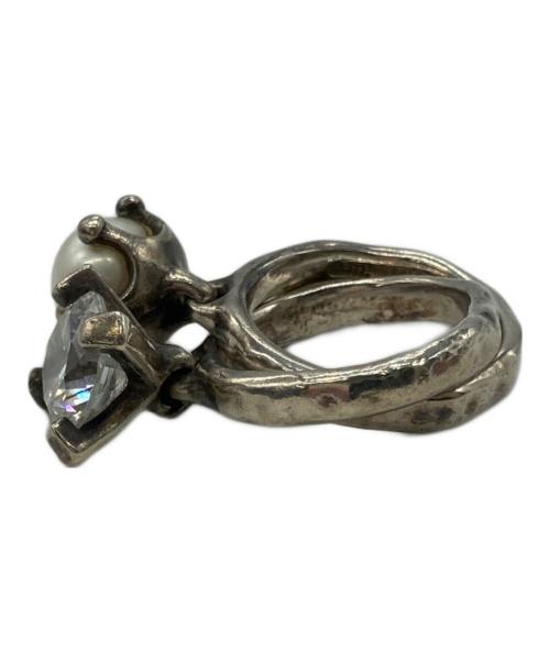 e.m.（イーエム）e.m. (イーエム) パールジルコニア 2連リング サイズ:表記無しの古着・服飾アイテム