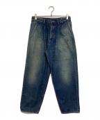 Graphpaperグラフペーパー）の古着「ユーズド加工デニムパンツ」｜インディゴ