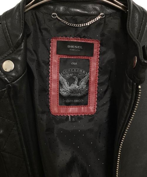 DIESEL（ディーゼル）DIESEL (ディーゼル) シングルライダースレザージャケット ブラック サイズ:Sの古着・服飾アイテム