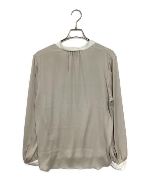 UNITED ARROWS（ユナイテッドアローズ）UNITED ARROWS (ユナイテッドアローズ) サテン バイカラー ボウタイ ブラウス ベージュ サイズ:38の古着・服飾アイテム