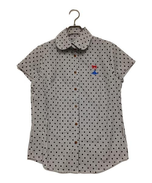 Vivienne Westwood RED LABEL（ヴィヴィアンウエストウッドレッドレーベル）Vivienne Westwood RED LABEL (ヴィヴィアンウエストウッドレッドレーベル) ラウンドカラーシャツ ブラック×ホワイト サイズ:3の古着・服飾アイテム