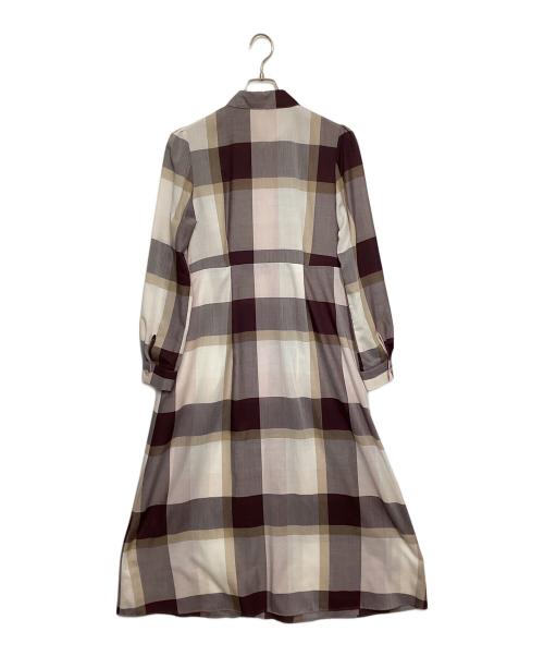 BLUE LABEL CRESTBRIDGE（ブルーレーベルクレストブリッジ）BLUE LABEL CRESTBRIDGE (ブルーレーベルクレストブリッジ) チェックライトエアリーツイルシャツワンピース パープル×ピンク サイズ:38の古着・服飾アイテム