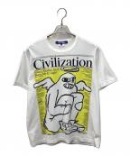 COMME des GARCONS JUNYA WATANABE MANコム デ ギャルソン ジュンヤ ワタナベ マン）の古着「綿度詰天竺 Civilization プリント Tシャツ」｜ホワイト