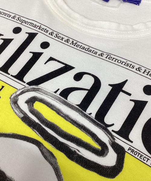 COMME des GARCONS JUNYA WATANABE MAN（コム デ ギャルソン ジュンヤ ワタナベ マン）COMME des GARCONS JUNYA WATANABE MAN (コム デ ギャルソン ジュンヤ ワタナベ マン) 綿度詰天竺 Civilization プリント Tシャツ ホワイト サイズ:Mの古着・服飾アイテム