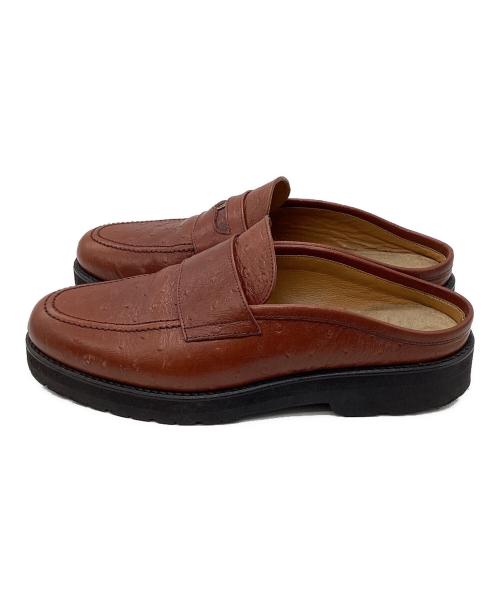 sillage（シアージ）Sillage (シアージ) Coin Loafer Mule - Ostrich Brown ブラウン サイズ:27cmの古着・服飾アイテム