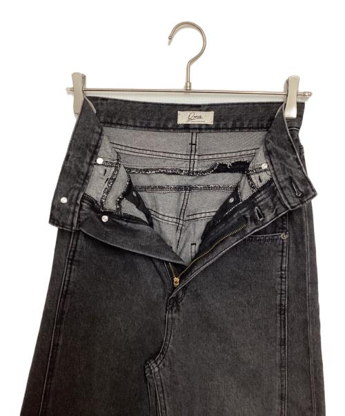 Q.anos（キュアノス）Q.anos (キュアノス) オーバーラップワイドデニム ブラックの古着・服飾アイテム