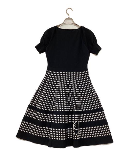 M'S GRACY（エムズグレイシー）M'S GRACY (エムズグレイシー) リボンニットワンピース ブラック×ホワイト サイズ:38の古着・服飾アイテム
