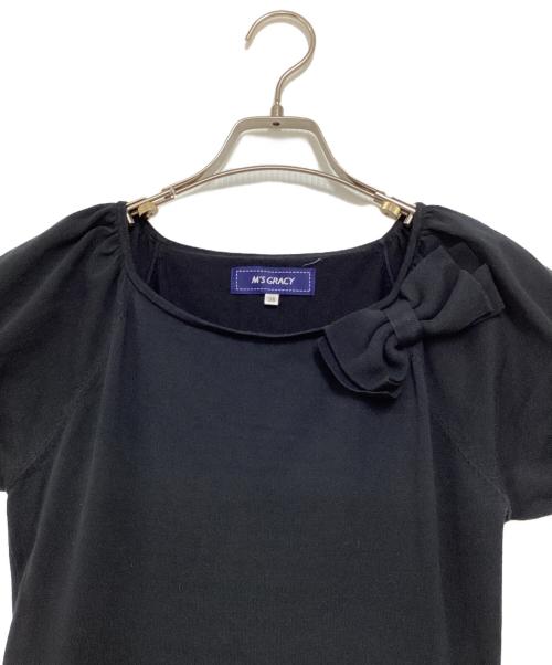 M'S GRACY（エムズグレイシー）M'S GRACY (エムズグレイシー) リボンニットワンピース ブラック×ホワイト サイズ:38の古着・服飾アイテム