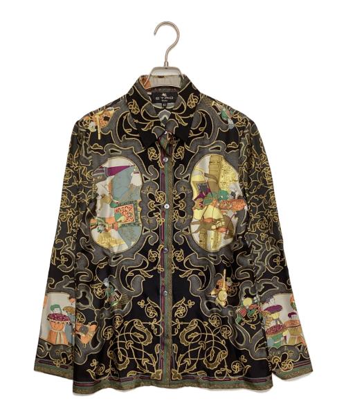 ETRO（エトロ）ETRO (エトロ) シルクスカーフ柄シャツ ブラック サイズ:42の古着・服飾アイテム