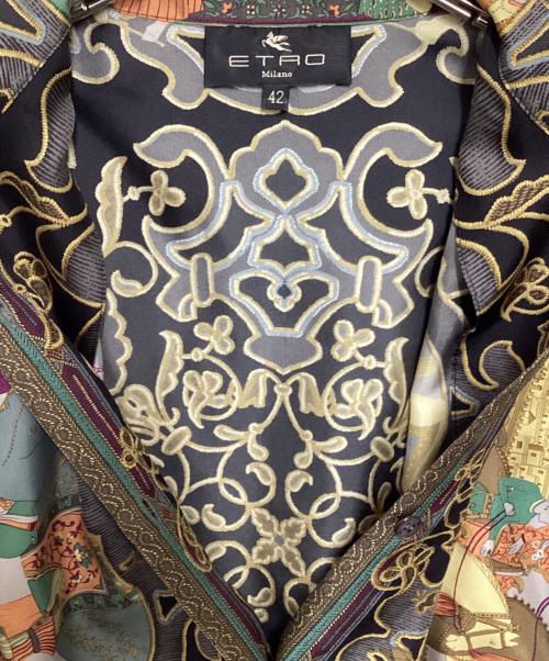 ETRO（エトロ）ETRO (エトロ) シルクスカーフ柄シャツ ブラック サイズ:42の古着・服飾アイテム