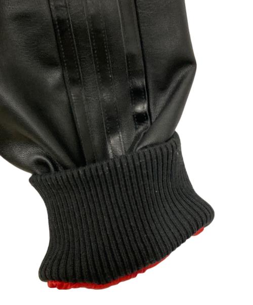 adidas（アディダス）adidas (アディダス) LNY PLEATHER フェイクレザージャケット ブラック サイズ:2XLの古着・服飾アイテム