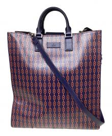 GUCCI（グッチ）の古着「トートバッグ」｜ネイビー×レッド