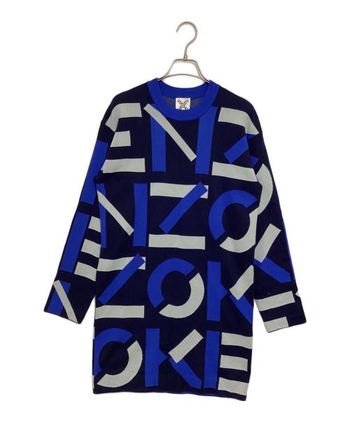 KENZO（ケンゾー）KENZO (ケンゾー) ラージモノグラム ジャガードドレス ブルー サイズ:Sの古着・服飾アイテム