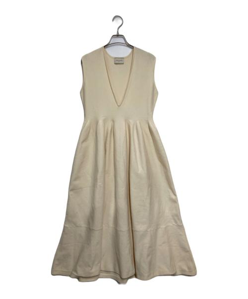 UNITED ARROWS TOKYO（ユナイテッドアローズトウキョウ）UNITED ARROWS TOKYO (ユナイテッドアローズトウキョウ) Vネック ロングニットワンピース アイボリー サイズ:36の古着・服飾アイテム