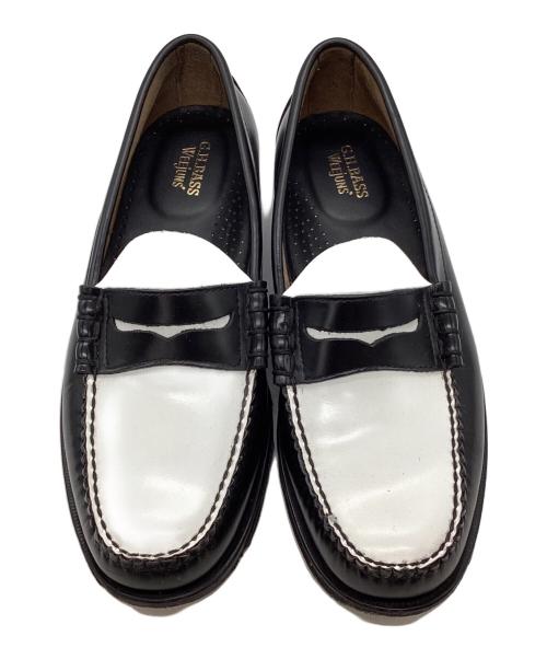 G.H.BASS（ジーエイチバス）G.H.BASS (ジーエイチバス) コインローファー ブラック×ホワイト サイズ:42の古着・服飾アイテム