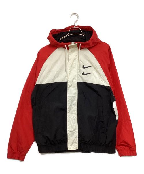 NIKE（ナイキ）NIKE (ナイキ) SWOOSH HOODY WOVEN JACKET ブラック×レッド サイズ:XLの古着・服飾アイテム