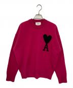 AMI Alexandre Mattiussiアミアレクサンドルマテュッシ）の古着「ハートロゴクルーネックニット」｜ピンク