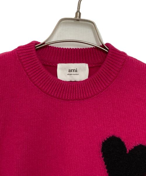 AMI Alexandre Mattiussi（アミアレクサンドルマテュッシ）AMI Alexandre Mattiussi (アミアレクサンドルマテュッシ) ハートロゴクルーネックニット ピンク サイズ:Sの古着・服飾アイテム