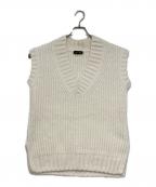 DRAWERドゥロワー）の古着「FALL1 3Gウールナイロンあぜ編み Vネックベスト」｜ホワイト