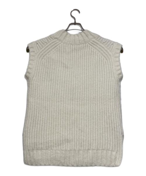 DRAWER（ドゥロワー）DRAWER (ドゥロワー) FALL1 3Gウールナイロンあぜ編み Vネックベスト ホワイト サイズ:freeの古着・服飾アイテム