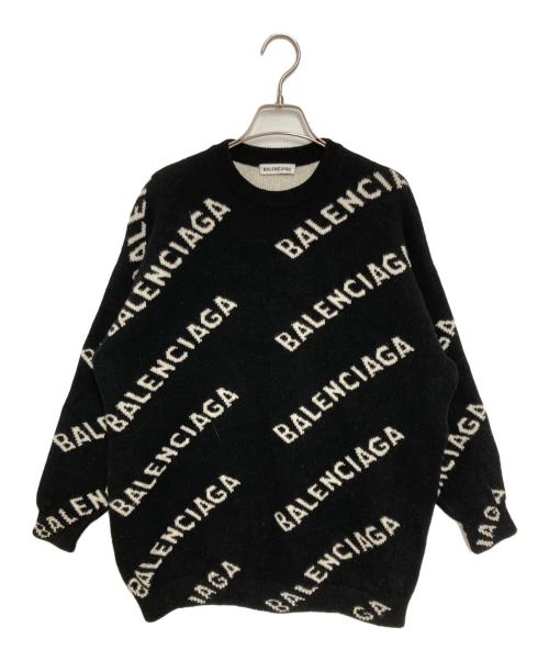 BALENCIAGA（バレンシアガ）BALENCIAGA (バレンシアガ) ALLOVER LOGO ニット ブラック サイズ:XSの古着・服飾アイテム