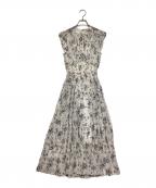 Snidelスナイデル）の古着「Sustainaフリルプリントワンピ」｜ホワイト×パープル