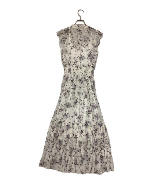 Snidel（スナイデル）Snidel (スナイデル) Sustainaフリルプリントワンピ ホワイト×パープルの古着・服飾アイテム