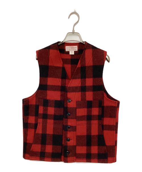 FILSON GARMENT（フィルソン ガーメント）FILSON GARMENT (フィルソン ガーメント) マッキーノウールベスト/バッファローチェックジレ レッド×ブラック サイズ:38の古着・服飾アイテム