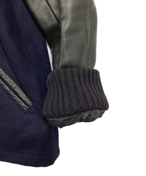 skookum（スクーカム）skookum (スクーカム) レザー切替スタジャン ネイビー×ブラック サイズ:38の古着・服飾アイテム