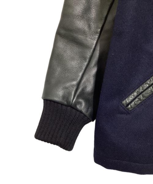 skookum（スクーカム）skookum (スクーカム) レザー切替スタジャン ネイビー×ブラック サイズ:38の古着・服飾アイテム