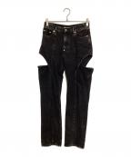 JOHN LAWRENCE SULLIVANジョン ローレンス サリバン）の古着「Washed denim hollowed out pants」｜ブラック