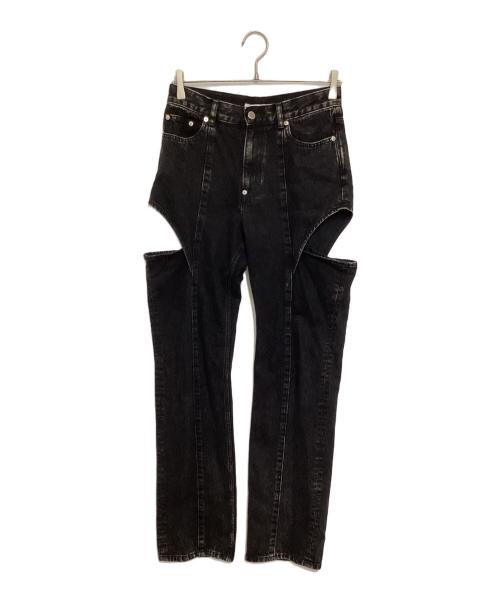 JOHN LAWRENCE SULLIVAN（ジョン ローレンス サリバン）JOHN LAWRENCE SULLIVAN (ジョン ローレンス サリバン) Washed denim hollowed out pants ブラック サイズ:Mの古着・服飾アイテム