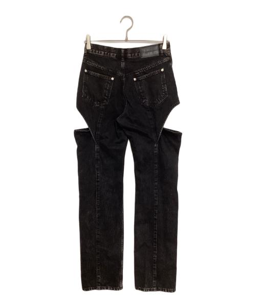 JOHN LAWRENCE SULLIVAN（ジョン ローレンス サリバン）JOHN LAWRENCE SULLIVAN (ジョン ローレンス サリバン) Washed denim hollowed out pants ブラック サイズ:Mの古着・服飾アイテム