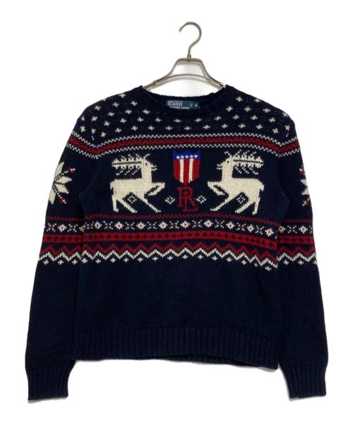 POLO RALPH LAUREN（ポロ・ラルフローレン）POLO RALPH LAUREN (ポロ・ラルフローレン) カシミヤ混ノルディックセーター ネイビー サイズ:Ｍの古着・服飾アイテム