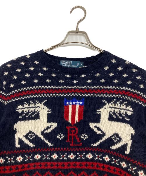 POLO RALPH LAUREN（ポロ・ラルフローレン）POLO RALPH LAUREN (ポロ・ラルフローレン) カシミヤ混ノルディックセーター ネイビー サイズ:Ｍの古着・服飾アイテム