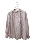 LOISIRロワズィール）の古着「レーヨンリネンスタンドカラーブラウス」｜ピンク