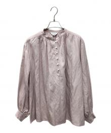 LOISIR（ロワズィール）の古着「レーヨンリネンスタンドカラーブラウス」｜ピンク