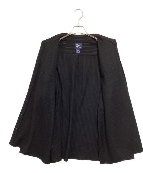 KANEMASA PHIL.（カネマサフィル）KANEMASA PHIL. (カネマサフィル) HIGH GAUGE MILLED WOOL STRIPE SHIRTS ネイビー サイズ:Mの古着・服飾アイテム