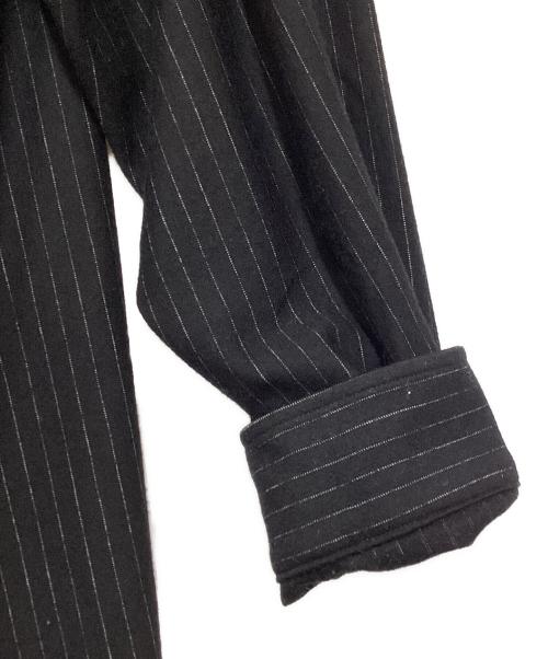 KANEMASA PHIL.（カネマサフィル）KANEMASA PHIL. (カネマサフィル) HIGH GAUGE MILLED WOOL STRIPE SHIRTS ネイビー サイズ:Mの古着・服飾アイテム