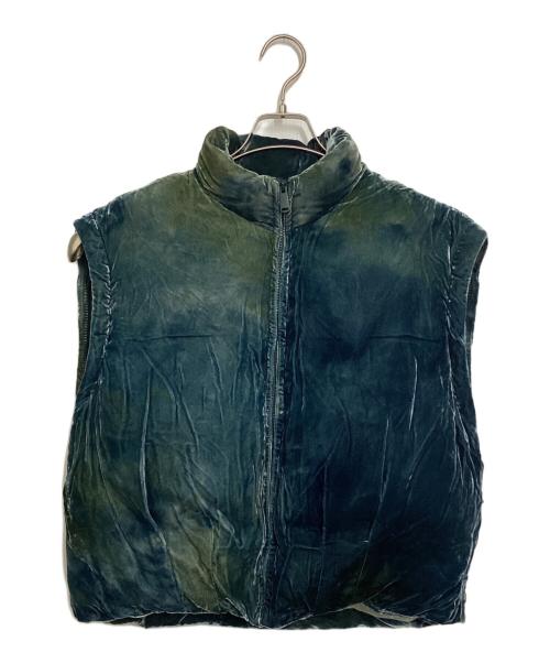 masu（エムエーエスユー）MASU (エムエーエスユー) VELVET PUFFER JACKET グリーン サイズ:48の古着・服飾アイテム