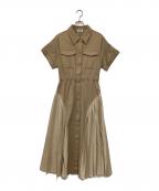 PRIVEVEプリヴェヴェ）の古着「THE LIGHT DENIM STITCH PLEATS DRESS」｜ベージュ