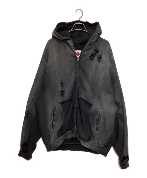 FR(13)NDS（フレンズ）FR(13)NDS (フレンズ) ダメージ加工ジップパーカー グレー サイズ:Fの古着・服飾アイテム